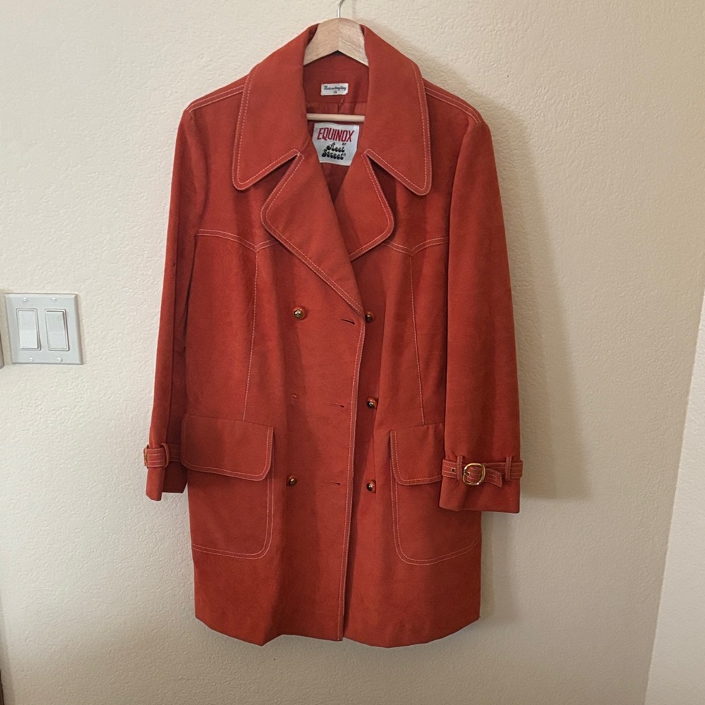Vintage Suede Orange Double-Breasted Coat (fits like a M/L)